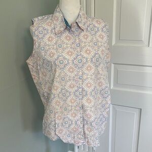 Wrangler Blues Sleeveless Patterned Top Blue Pink Size Medium